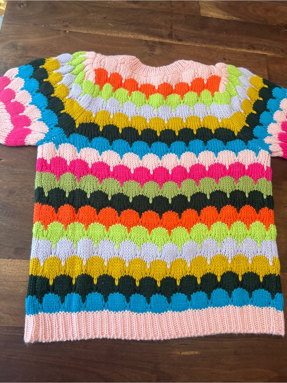 J. NNA Multicolor Fish Scales Pattern Knit Sweater Short Sleeve Top sz S NWT - Picture 9 of 9